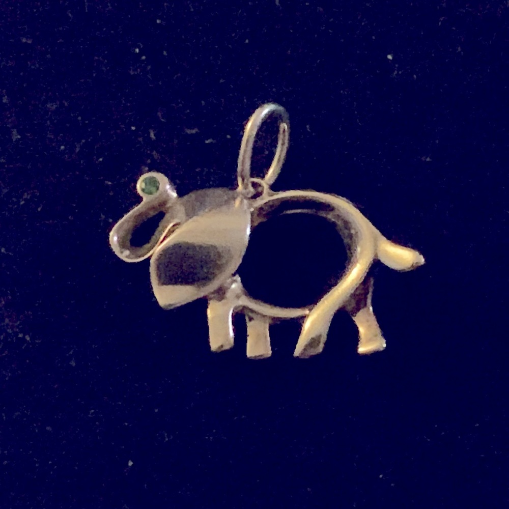 Authentic Tiffany & Co elephant with green tourmaline in 925 sterling silver